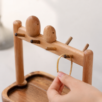 Key Board Organizer with Tray, Decorative Key Holder made of Beech & Acacia, 16x17x3cm, for Entryway