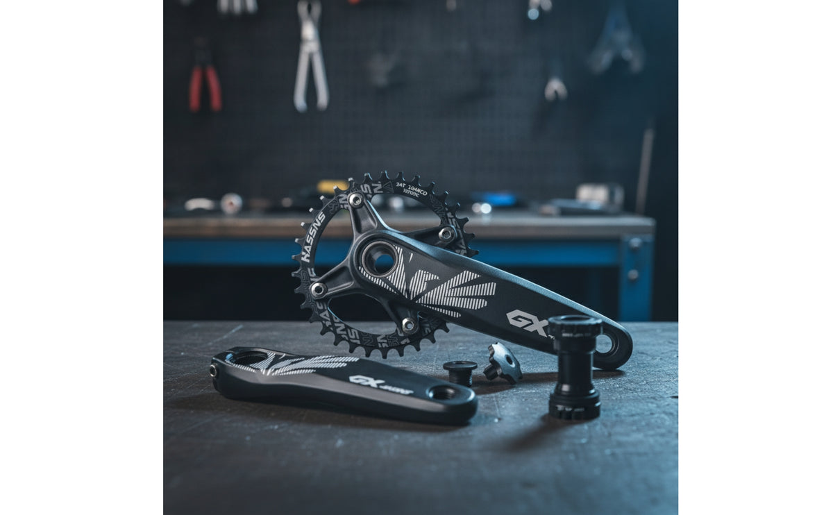 Mountain Bike Crankset 104 Crankset with Bottom Bracket Hollow Crank Arm Set with Bottom Bracket for Trail Riding
