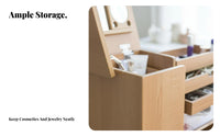 Space-Saving flip-up Dressing Table with Stool Multi-Functional Design Triple-Function Makeup Desk Integrated Storage Compartments Bedroom Furniture Minimalist and design for Apartment Dwellers, Students, Teenagers, Small areas, Dorm Room, Cloakroom