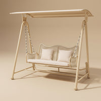 Outdoor Swing Chair with Canopy Weather-Resistant Two-Seat Garden Swing Freestanding Hanging Chair with Frame for Adults, Patio, Backyard, Balcony