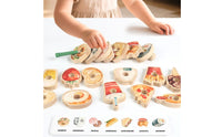 Food Threading Beads Hand-Eye Coordination Wooden Threading Beads Set Wooden Stringing Toy Toddler Lacing Toy with Cord Safe