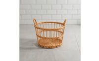 Natural Handwoven Willow Basket Rustic Wicker Storage Basket Cylindrical Lightweight for Laundry, Living Room, Bedroom