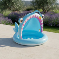 Soft Inflatable Pool with Sunshade Outdoor Kiddie Pool with Canopy Lightweight Tear-Resistant for Toddlers