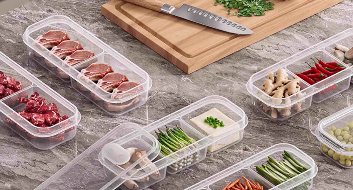 窄缝冰箱分格保鲜盒冰箱冻肉盒子冷冻食品级食物收纳盒分装盒家用