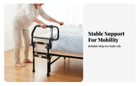 Anti-Fall Foldable Bed Safety Rail Heavy-Duty Steel Frame Elderly Stand Assist Bed Handle Tool-Tool-Less Assembly for Caregivers, Bedroom