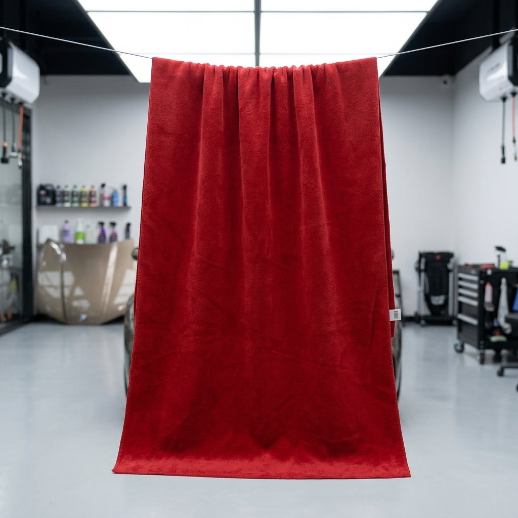 Red Microfibre Cloths and Microfibre Towel, Large Car Towel for Drying and Home Cleaning, High Absorbency 80/20 Polyester Blend