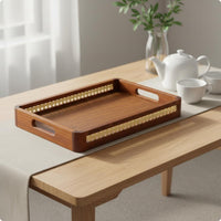Wooden Tray with Handles Rounded Corners Household Item Easy to Carry