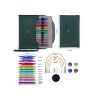 Aluminum Interchangeable Circular Knitting Detachable Circular Knitting Needle Set Organized Compact for Knitters, Home, Travel
