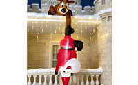 Santa and Reindeer Inflatable Vertical Hanging Christmas Inflatable Holiday Display for Families, Porch, Balcony, Entryway