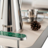 Marble Handle Decorative Tray Multipurpose Stainless Steel Storage Tray Large Capacity Home Decor for Living Room