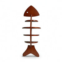 Wooden Fishbone Wall Shelf Nailadhesive Wooden Aquatic Shelf with 4 Tiers Adhesive-Mount Easy Installation for Renters