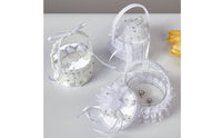 Lace-Trimmed Wedding Band Basket Small Band Basket with Handle Romantic Lovely for Engagement Proposal