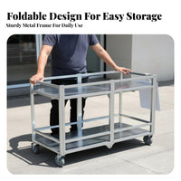 Mobile Advertising Cart Easy Assembly Foldable Vendor Stand Sturdy Rolling Market Stall for Vendors, Caterers, Night Markets, Roadside, Outdoor Events