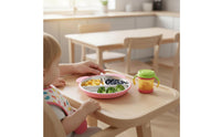 Anti-Tip Stainless Steel Suction Plate Dishwasher Safe 3 Compartment Feeding Plate Safe Food-Grade Silicone for Toddlers, Babies, High Chair