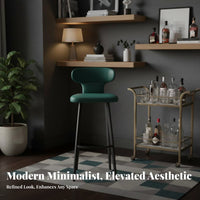 Light Luxury Design Upholstered Stool with Backrest Comfortable Bar Chair Built-in Footrest Seating Furniture Textured Upholstery for Homeowners, Cafe Owners, Adults, Kitchen Island, Dining Room, Restaurant, Lounge
