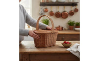 Picnic Basket with Lid Rattantype with Handle Sturdy for Shopping