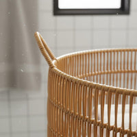 Waterproof Woven Plastic Laundry Basket Sturdy Woven Laundry Basket Ventilated Design Imitation Rattan Storage Bin Handwoven for Bathroom, Bedroom, Living Room