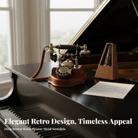 Rotary Dial Telephone No External Power Needed Vintage Rotary Phone Hand Woven Cloth Cord Antique Design Fixed Line Phone for Adults, Office