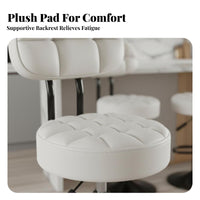 Modern Design Adjustable Pedestal Chair with Backrest 360-Degree Swivel Adjustable Upholstered Stool Padded Cushion Indoor Seating Stable Base for Bar Owners, Homeowners, Adults, Kitchen Island, Counter, Coffee Shop, Casual Eatery