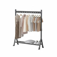 Single-Rod Clothing Rail with Shelf Space-Saving Garment Rack Multi-Functional sturdyDuty for Homeowners, Students, Laundry Room