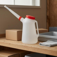 Ribbed Spout 5 L Oil Jug Built-in Handle Measuring Oil Jug HDPE Garage Supply Threaded Lid