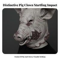 Realistic Details Scary Pig Clown Mask Long-Lasting Full Face Horror Pig Mask Breathable for Haunted House Actors, Cosplayers, Party Goers, Escape Rooms, Themed Parties, Stage Performances