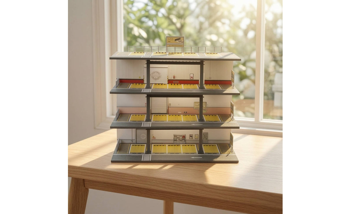 Parking Garage Diorama Die-Cast Model Car Display Steel-Frame Parking Garage Model for Collectors