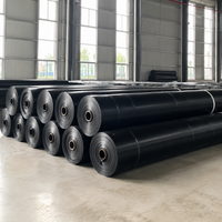 HDPE Geomembrane Pond Liner 1.0mm, Black Waterproof Pond Sheet, Tear-Resistant Lining Membrane for Garden Ponds & Fish Farms, Matte Surface