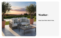 4 Pieces Nordic Design 4-Piece Rope-Woven Seating set Weather-withstandant Patio Conversation Set sturdy Frame Outdoor Furniture Soft paddings for Families, Homeowners, supportingyard, Porch, Balcony, waterfront area