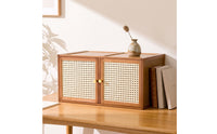 Cabinet with Cane Front Modular Stackable Storage Cabinet Rattan Stackable Storage Unit for Small Areas, Living Room, Study