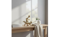 Running Man and Dog Statue Handmade Abstract Human and Pet Sculpture Heartwarming Gift Figurine for Bookshelf