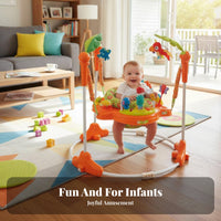 Foldable Design Rotating Baby Entertainer Vibrating Function 360-Degree Rotating Bouncer Music and Lights Infant Bouncer Height Adjustable for Infants, Parents, Toddlers, Playroom, Living Room, Indoors, Playtime