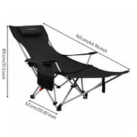 Breathable Reclining Lounge Chair with Headrest Stable Folding Recliner Heavy-Duty Portable Outdoor Chair Comfortable for Camping, Backyard