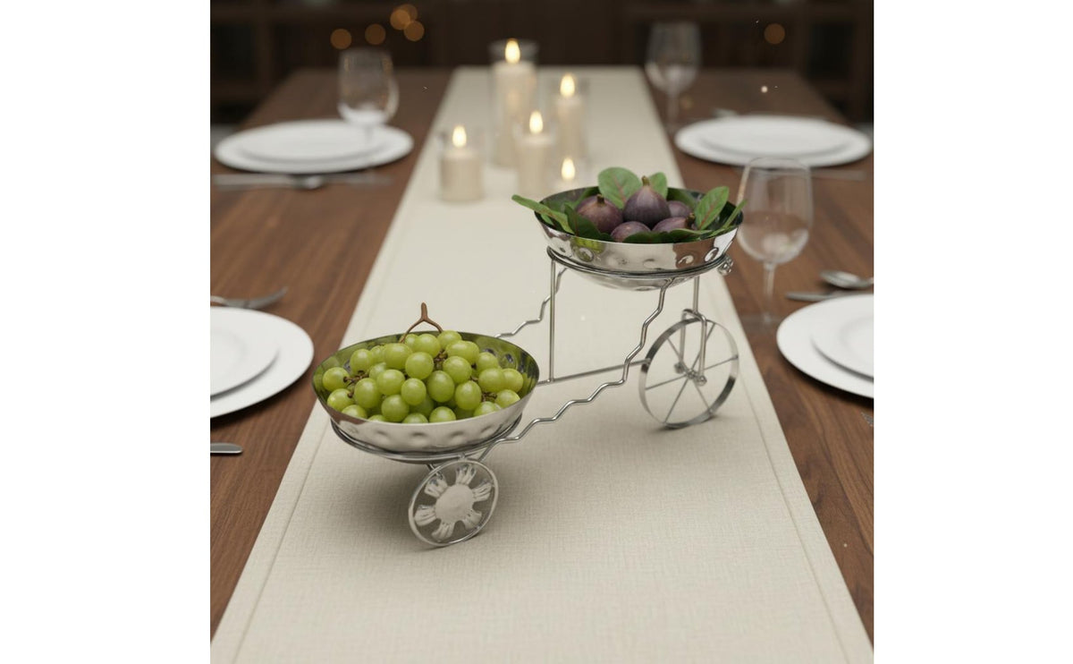 Hammered Fruit Bowl Stand Stainless Steel Metal Fruit Display Stand Large Capacity Servingware Set for Restaurant, Banquet, Buffet, Party