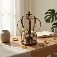 Crown Flower Holder Easy to Clean Iron Crown Holder Weathered Finish for Balcony