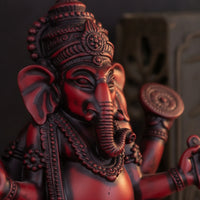 Detailed Ganesha Statue with Pedestal Ornate Ganesha Statue Decorative Elephant God Figurine Carved for Home Altar, Meditation Room, Entryway