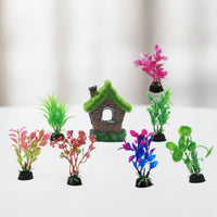 7 Pieces Aquarium House with Plants Textured Aquarium Decoration Set Aquatic Tank Decoration Set Non Decorations Lifelike