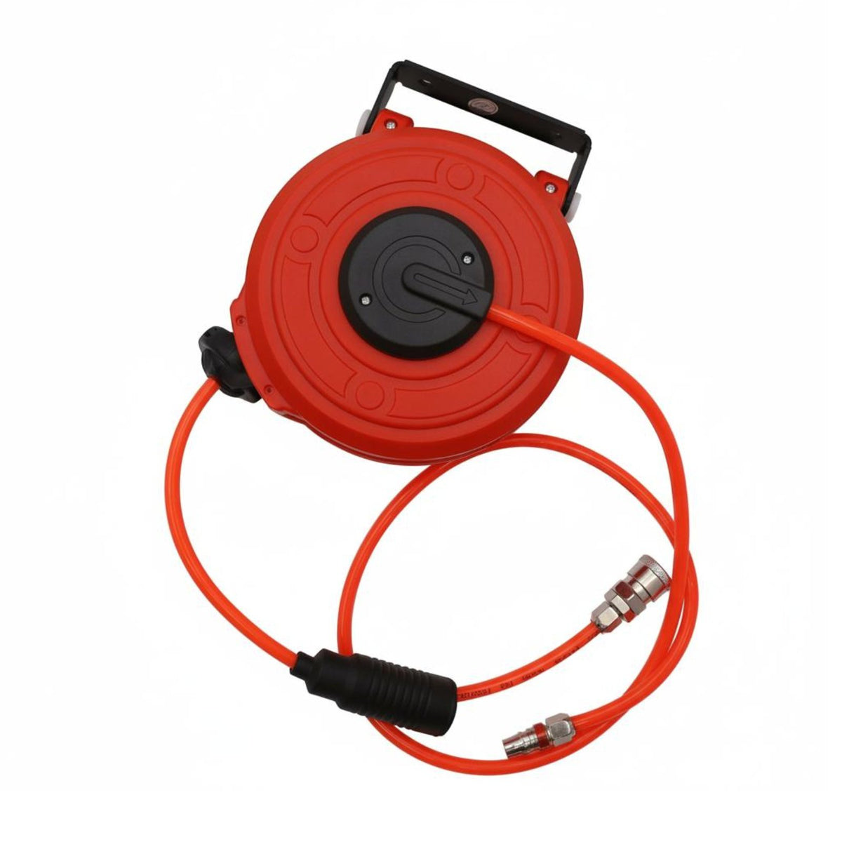 Compact Design Retractable Air Hose Reel 180° Swivel Bracket Mini Pneumatic Hose Reel Quick Connect Fittings Workshop Equipment Heavy-Duty Construction for Mechanics, Assembly Line