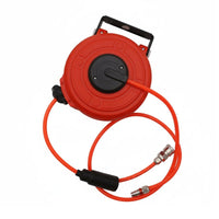 Compact Design Retractable Air Hose Reel 180° Swivel Bracket Mini Pneumatic Hose Reel Quick Connect Fittings Workshop Equipment Heavy-Duty Construction for Mechanics, Assembly Line