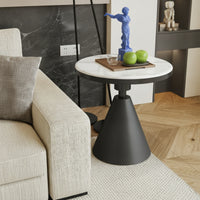 Round Side Table Modern Pedestal Table Glossy Furniture for Living Room, Reading Corner, Apartment