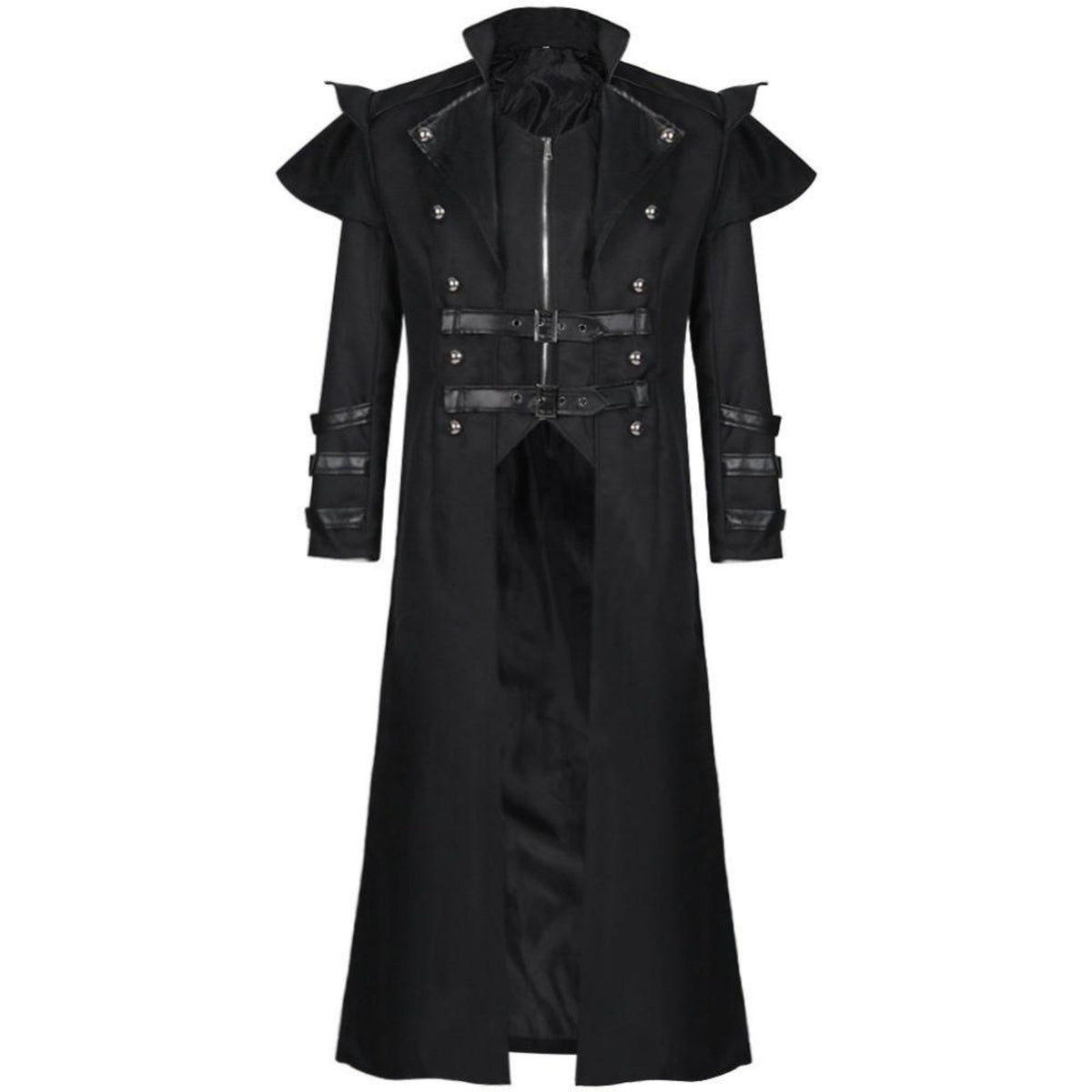 Irregular Hem Design Medieval Assassin Cosplay Coat Soft Comfortable Material Asymmetrical Medieval Jacket Windproof Steam Edgy Long Jacket for Halloween Partygoers, Cosplayers, Goth Enthusiasts, Themed Parties, Comic Conventions, Stage Performances
