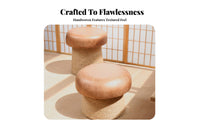Toadstool-Like Shape Rope-Wrapped Round Stool Solid Wood Frame Small Round Ottoman Hand-Woven Design Footstool Extra Seating for Homeowners, Parents, Renters, Tatami Room, Entryway, Bedroom, Nursery