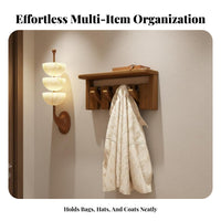 Easy to Install Piano Key Coat Rack Multi-Purpose Wall Mounted Rack with Shelf Strong Load-Bearing Wooden Entryway Hanger Space-Saving for Families, Homeowners, Renters, Living Room, Hallway, Mudroom, Bedroom