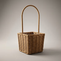 Plant Pots for Indoor Hanging Basket Display, Rectangular Storage Basket with Fixed Arch Handle, Handwoven Wall or Gift Basket