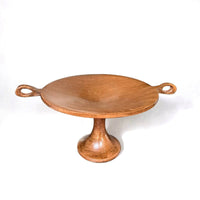 Pedestal Fruit Tray Vintage-Influenced Fruit Tray with Handles Rustic Footed Serving Bowl for Dining Table
