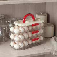 Rotating Egg Holder Organizer Multi Layer Stackable Egg Tray Handle Design Household Storage