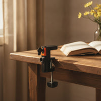 Easy to Install Desk Clamp with Dual Holes Padded Mounting Base with Screw Clamp Adjustable Audio Arm Base Compact for Livestreaming