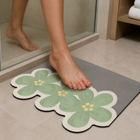 Diatomaceous Earth Bath Mat, Non-Slip Absorbent Floral Design for Bathroom and Toilet