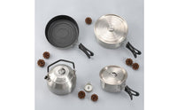 4 Pieces Portable Cookware Set Stainless Steel Cookware Set Resistant Outdoor Gear for Campers
