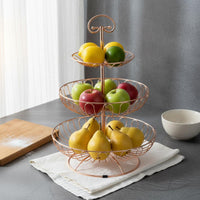 Nordic Design 3 Tier Fruit Basket Large Capacity Tiered Serving Stand Sturdy and Stable Countertop Fruit Bowl Stand Food-Grade Material for Kitchen Counter, Parties
